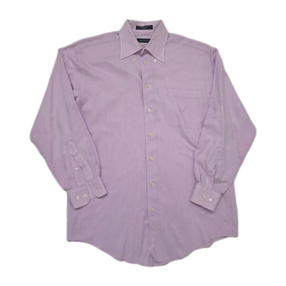 Nautica Men's Lavender Button Up Dress Shirt Sz 15- 32/33 Cotton Blend